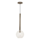 Luminária Pendente Lustre Teto Tubo Globo Vidro 20cm Bronze