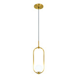 Luminária Pendente Minimalista Decoração Luxo Globo Vidro Dourada 1701