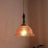 Luminária Pendente Moderna Retro Flor Vidro Cozinha Ilha Com Vidro Rachado Madeira Vintage Candeeiro De Teto âmbar Rústico Lustre Antigo Para Sala De Jantar Cozinha Ilha Quarto Casa De