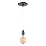 Luminaria Pendente Simples Cabo Pp 1 Metro Vintage Fl Cor Preto 110v 220v
