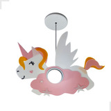 Luminária Pendente Unicórnio Rosa Menina Infantil Quarto Kid