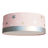 Luminária Plafon Infantil Estrelas Cúpula 50x15 3e27 Estrutura Rosa Bebê