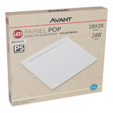 Luminária Plafon Led Embutir Avant 858131374 Pop 24w Quadrado Bivolt Branco Neutro 4000k Gesso 28x28cm Nicho Corte 260mm