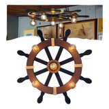 Luminária Rústica Timão De Barco Gigante 5 Bocais Bivolt E27