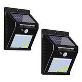 Luminária Solar Arandela Kit 2 30 Led Sensor De Presença