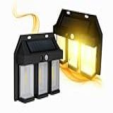 Luminária Solar Externa Com Sensor De Presença E 3 Modos De Iluminação - À Prova D-Água- Ideal Para Jardim- Fachada E Área Externa