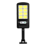 Luminaria Solar Luz Led Sensor Presença Poste Parede Forte Cor Preto