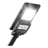 Luminária Solar Refletor Poste 100w Potente Led 12h Preta Estrutura Preto