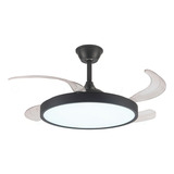 Luminária Ventilador Plafon Led Fresh Wind 36w 3k 4k 6 5k Estrutura Preto liso 110 220v Br