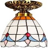 Luminárias De Teto Estilo Tiffany 6 Polegadas E27 Semi Embutido Abajur De Vidro Colorido Sala De Estar Quarto Pequeno Pendente Luminária De Teto Estilo Antigo A