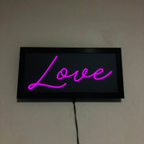 Luminoso Led Placa Decoração Interna Love Rosa