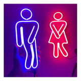 Luminoso Unissex Led Neon Quadro Placa Banheiro Toilet 30cm
