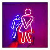 Luminoso Unissex Led Neon Quadro Placa Banheiro Toilet 30cm