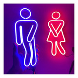 Luminoso Unissex Led Neon Quadro Placa Banheiro Toilet 30cm