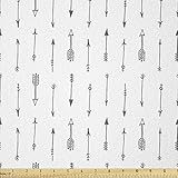 Lunarable Arrows Fabric By The Yard Design De Arte De Desenho De Padrão De Estilo Retrô Com Estampa Boêmia Tecido De Malha Elástica Para Costura De Roupas E Artesanato 2 Metros Carvão Branco