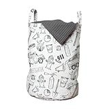 Lunarable Pacote Com 2 Sacos De Lavanderia De Caminhão Ilustração De Missão De Resgate De Emergência Com Padrão Desenhado à Mão Cesta De Cesto Com Alças 33 X 48 Cm Cinza Carvão