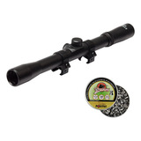 Luneta Carabina Mira 4x20 Trilho 11mm 125 Chumbinhos 4 5mm
