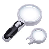 Lupa 2 Lente Foco Ampliação Até 16x 2 Leds Textos Pequenos