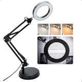Lupa 8x Bancada Led Ring Light Mesa Manicure Estética Luzes