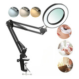Lupa 8x Bancada Led Ring Light Mesa Manicure Estética