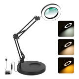 Lupa 8x Bancada Led Ring Light Mesa Manicure Estética