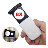 Lupa Ampliação Lente 8x Com Iluminação Portátil Mão Bolso