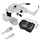 Lupa Cabeca Oculos 2 Led Recarregavel 5 Lentes Profissional