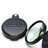 Lupa De 10 X Lupa De Bolso De 6 Cm Com Capa Pequenas Lentes De Aumento Para Leitura Lupa Dobrável Portátil Mini Lupa Portátil Preta Redonda Para Joias De Idosos