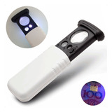 Lupa De Bolso Multiuso 30x 60x E 90x Luz Branca E Uv 3 Leds
