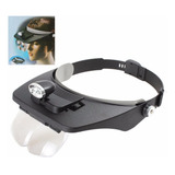 Lupa De Cabeça 2 Leds 4 Lentes Pala Luz Óculos Profissional