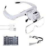 Lupa De Cabeça YOCTOSUN Com 5 Luzes De LED Recarregável Mãos Livres Lupa Com 5 Lentes Intercambiáveis ótimos óculos De Lupa Para Joias Artes E Artesanato Hobby