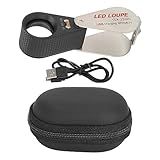 Lupa De Joalheiro Recarregável 10X Brilluxa Lupa De Bolso Dobrável Para Joias Com 6 Luzes LED E 7 Lâmpadas UV Ferramenta De Joalheiro Para Joias De Bolso
