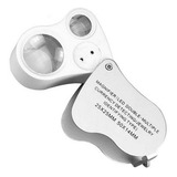 Lupa De Mão 50x 25x Portátil Dobrável Led Uv Detector Notas