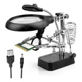 Lupa De Mesa Bancada Com Leds Garras Estação De Trabalho