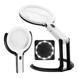 Lupa De Mesa mão bancada 10 Leds Lente 12cm Até 5x