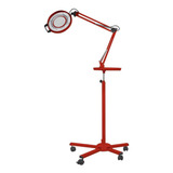Lupa Luminária Estética Led Tripé Bandeja Estek Vermelho