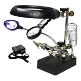 Lupa Mesa Bancada 5 Leds Garras Ferro Solda 3 Lentes Te 800