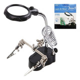Lupa Mesa Bancada Luz 5 Leds Garras Suporte Soldador