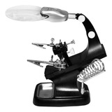 Lupa Mesa Solda 2 Leds 3x 4 5x Bancada Garras Suporte Usb