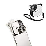 LUPA MICROSCOPIO DE BOLSO PORTATIL AUMENTO 55X AJUSTAVEL COM LED E ULTRA VIOLETA COM CLIP PARA CELULAR PARA MEDICINA ANTIGUIDADE JOIAS