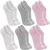 LUPO Kit 6 Pares Meia Soquete Meia Sapatilha Meia Invisivel Algodão Feminino Meia Lupo Sport  2 Branco   2 Cinza   2 Rosa  33 36