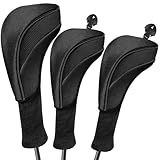 Lurexes Capas Para Cabeça De Taco De Golfe Para Híbridos De Motorista De Fairway Woods 3 Peças De Malha De Pescoço Longo Para Fãs De Esportes Conjunto De Capas Para Cabeça De Taco De Golfe Com N Inte