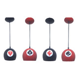 Lustre 4 Bola Peq Preto Vermelho Cartas Baralho Jogos Poker