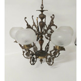 Lustre Antigo De Bronze Com 6 Braços