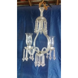 Lustre Antigo De Cristal Francês Duas Lâmpadas 