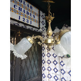 Lustre Antigo De Teto Em Bronze Com 3 Braço