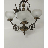 Lustre Antigo Em Bronze Com 4 Braços