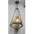 Lustre Bronze Estilo Lampião Cúpula Central Âmbar Lapidada