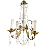 Lustre De Bronze Classico 4 Braços Com Velas Antigo Fazenda