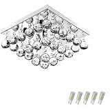 Lustre De Cristal Legitimo Classic Square 30x30 Com Lâmpadas 3000K -Branco Quente-